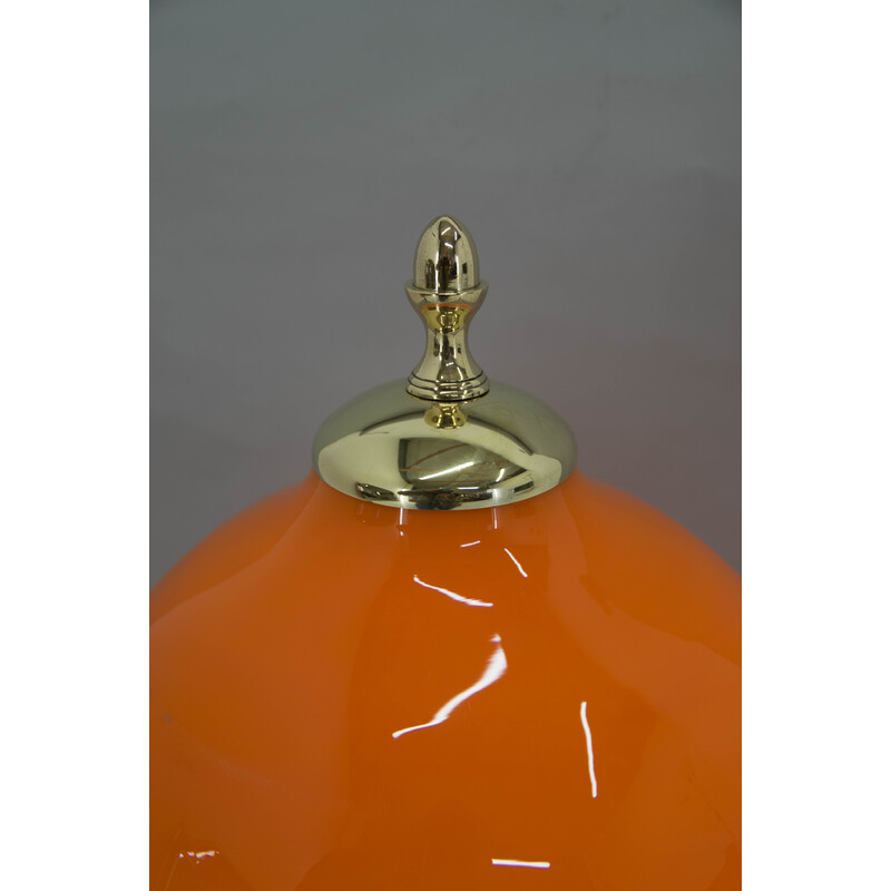 Lámpara de sobremesa vintage postmoderna de vidrio naranja, años 2000