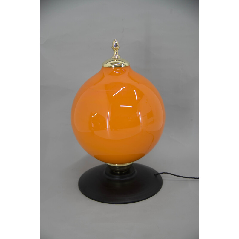 Candeeiro de mesa de vidro laranja pós-moderno Vintage, 2000s