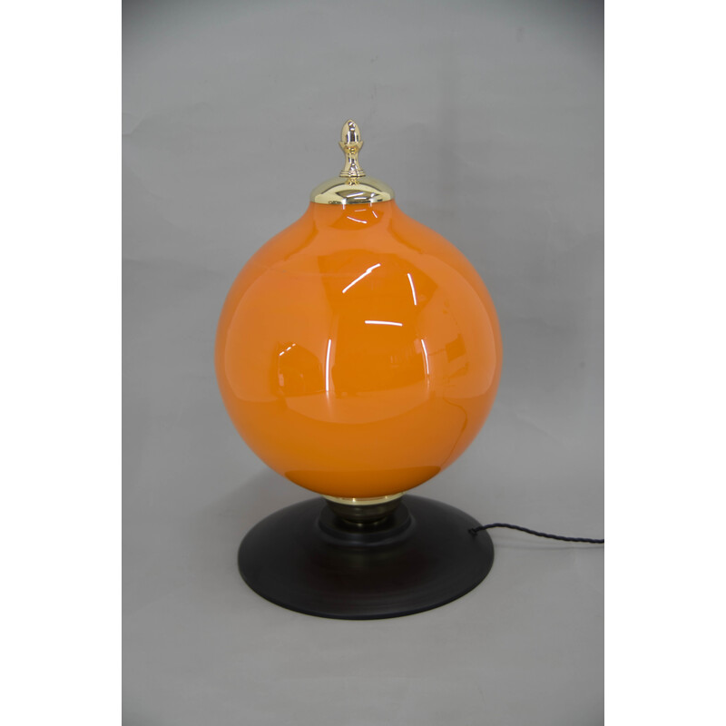 Lampada da tavolo postmoderna vintage in vetro arancione, anni 2000