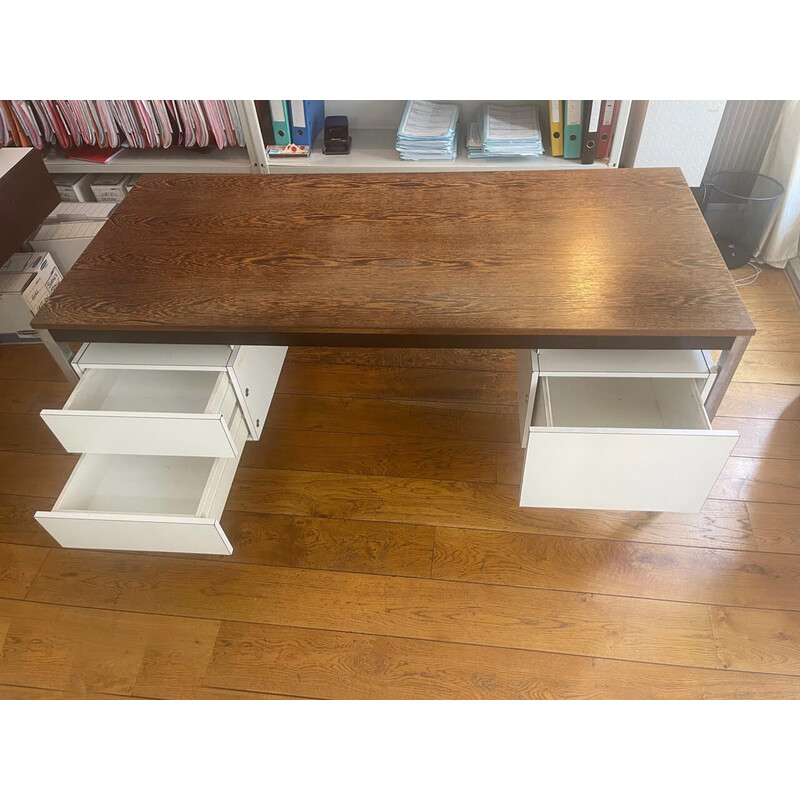 Vintage executive desk in wood veneer, 1980