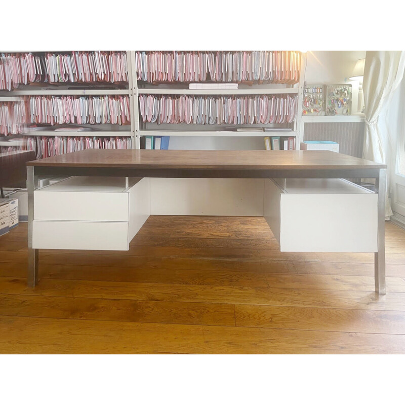 Vintage executive desk in wood veneer, 1980