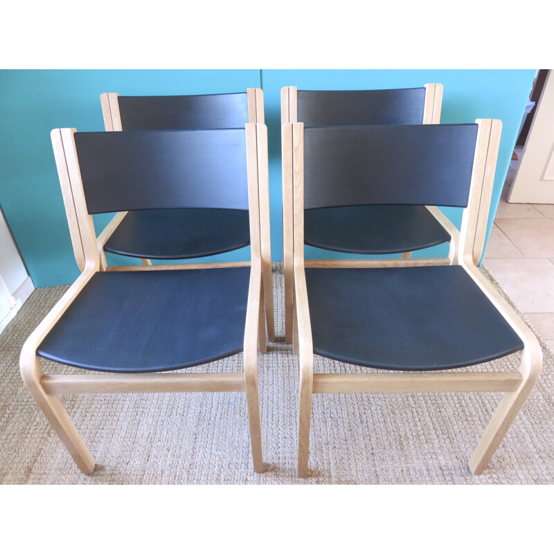 Set of 4 solid oak chairs by Thygesen and Sorensen - 1960s