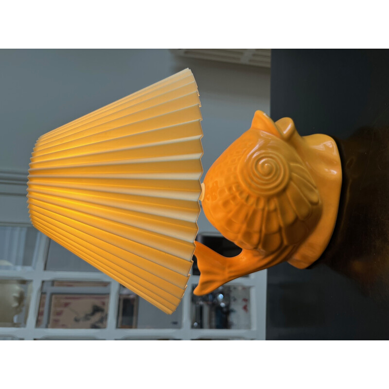 Vintage ceramic fish lamp, 1980