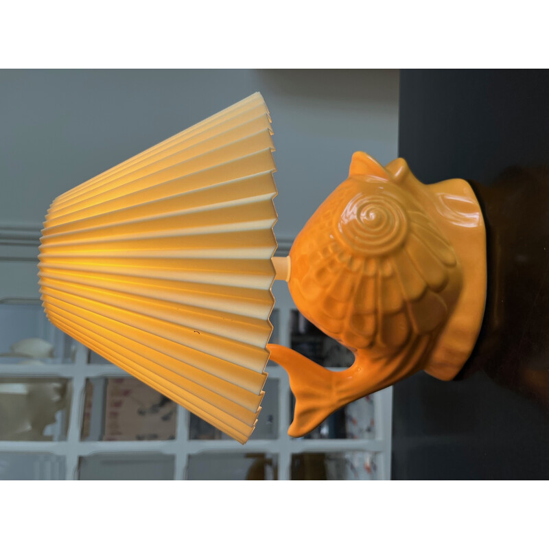 Lampe poisson vintage en céramique, 1980