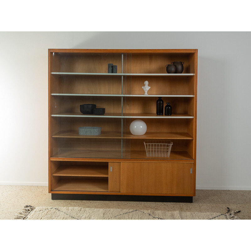 Vintage oakwood store display cabinet, Germany 1950s