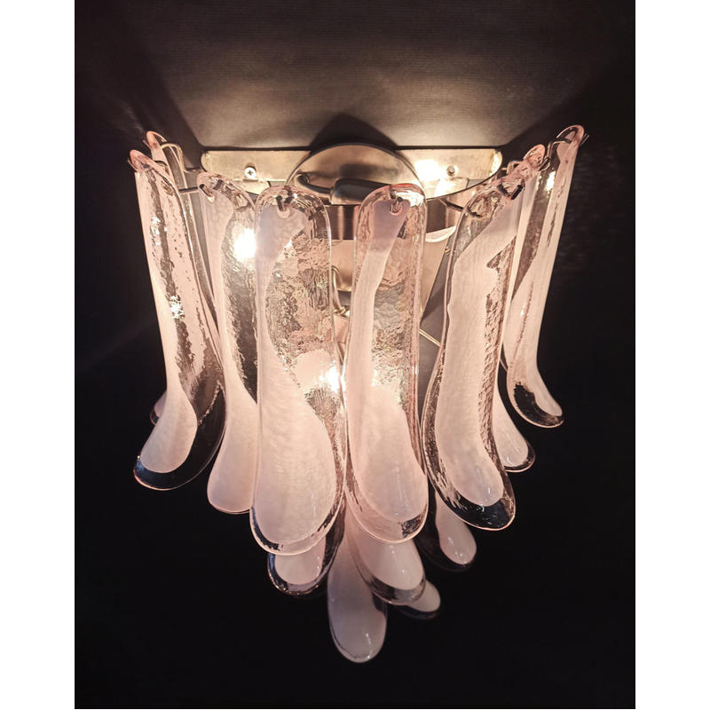 Paar vintage Italiaanse wandlampen in Murano glas