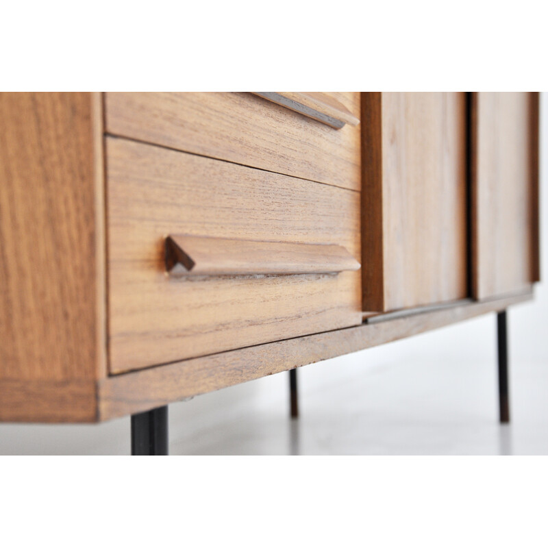 Credenza italiana d'epoca in legno con 2 ante scorrevoli, 1960