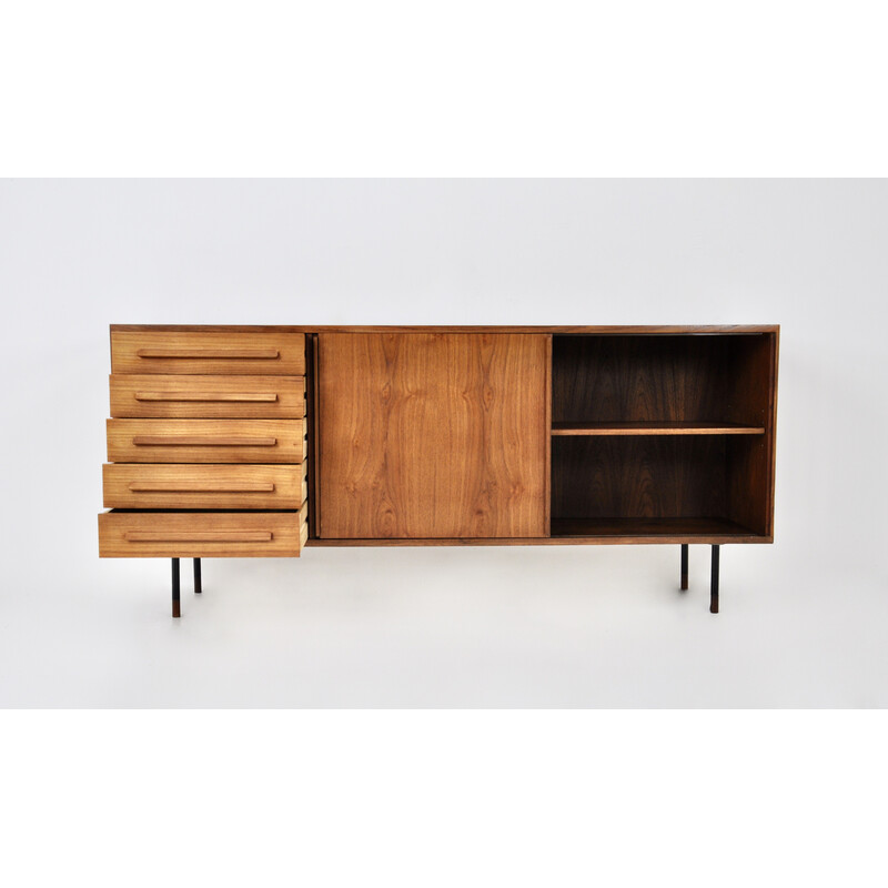 Vintage Italian wood sideboard with 2 sliding doors, 1960