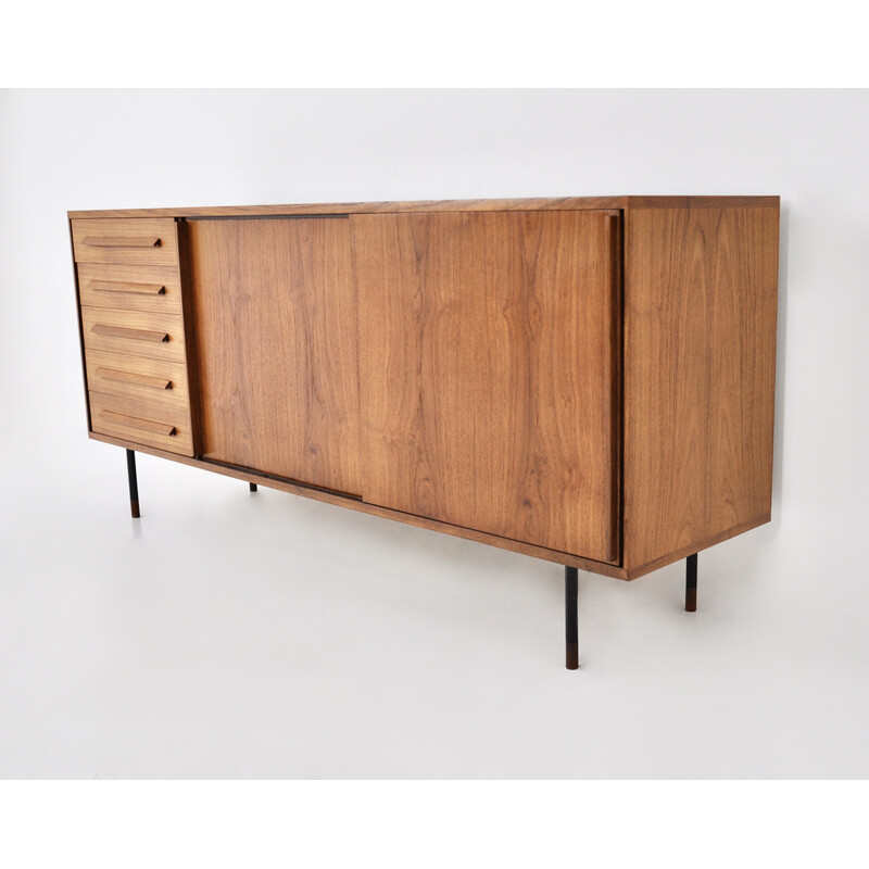 Vintage Italian wood sideboard with 2 sliding doors, 1960