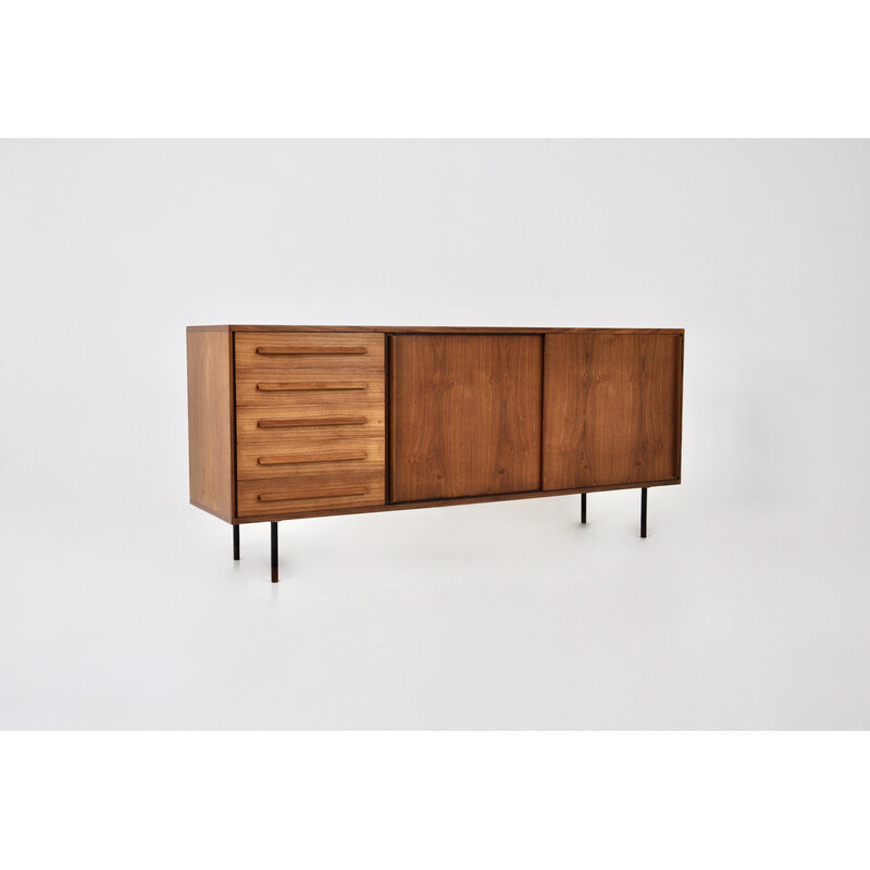 Vintage Italian wood sideboard with 2 sliding doors, 1960