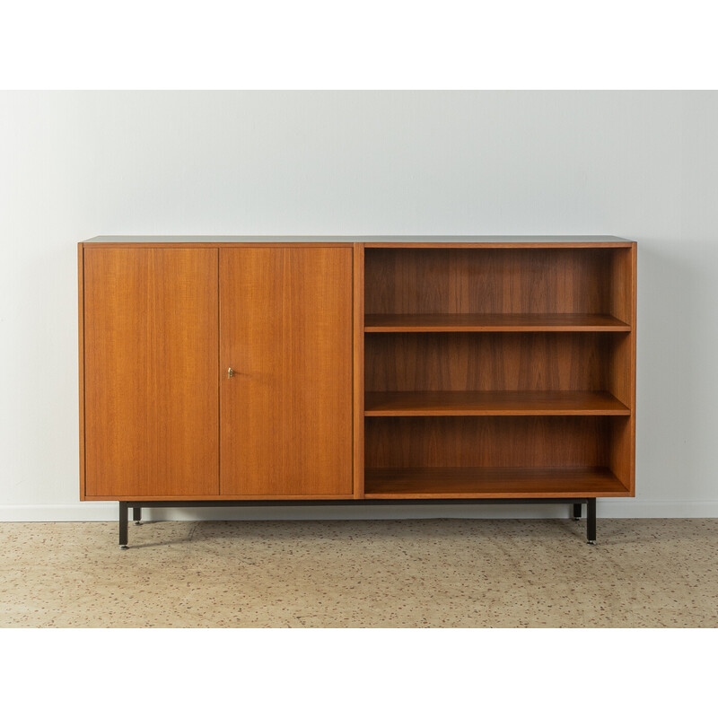 Credenza vintage impiallacciata in teak con due ante di DeWe, Germania 1960