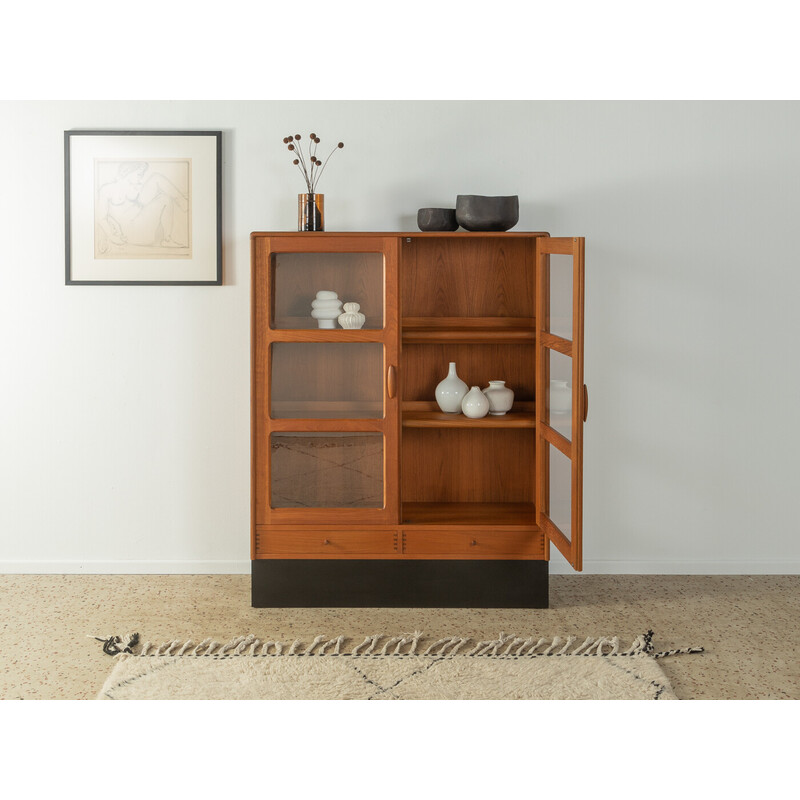 Vintage teak veneer display cabinet, Denmark 1980s