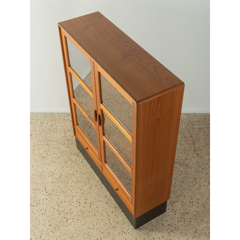 Vintage teak veneer display cabinet, Denmark 1980s