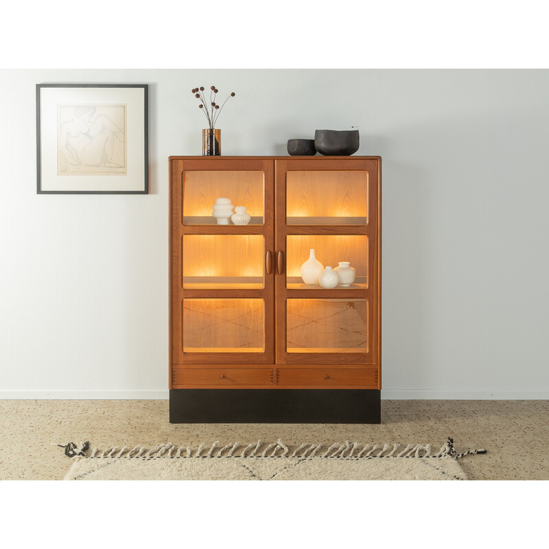 Vintage teak veneer display cabinet, Denmark 1980s