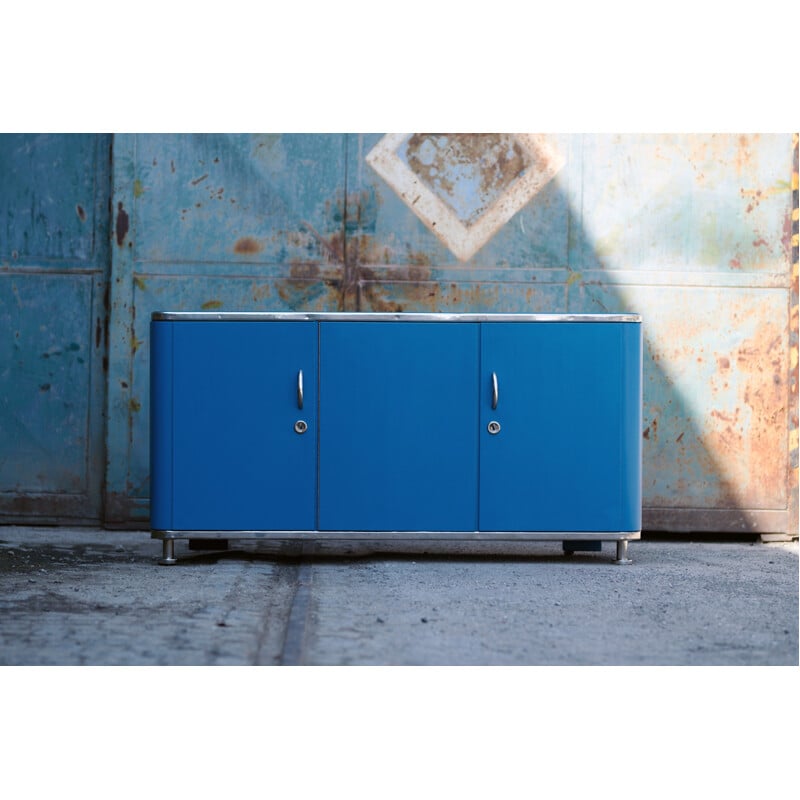 Industrial blue Czech sideboard - 1930s