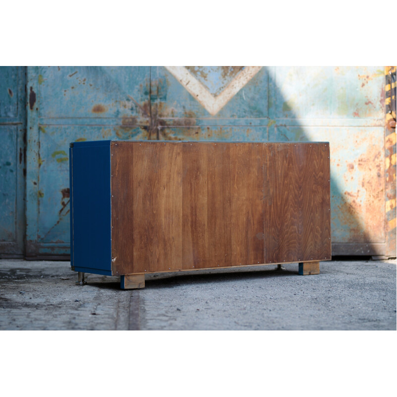 Industrial blue Czech sideboard - 1930s