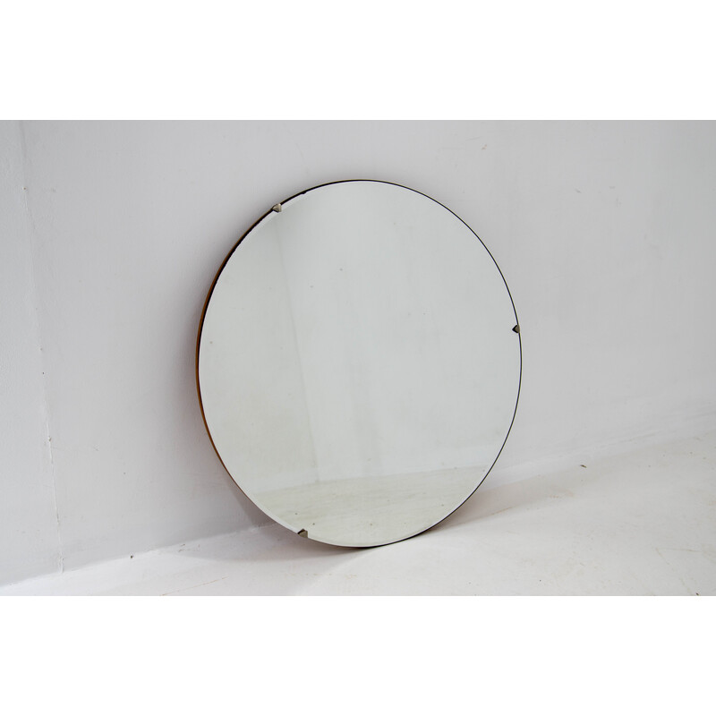 Mid-century 75cm round mirror, 1970s