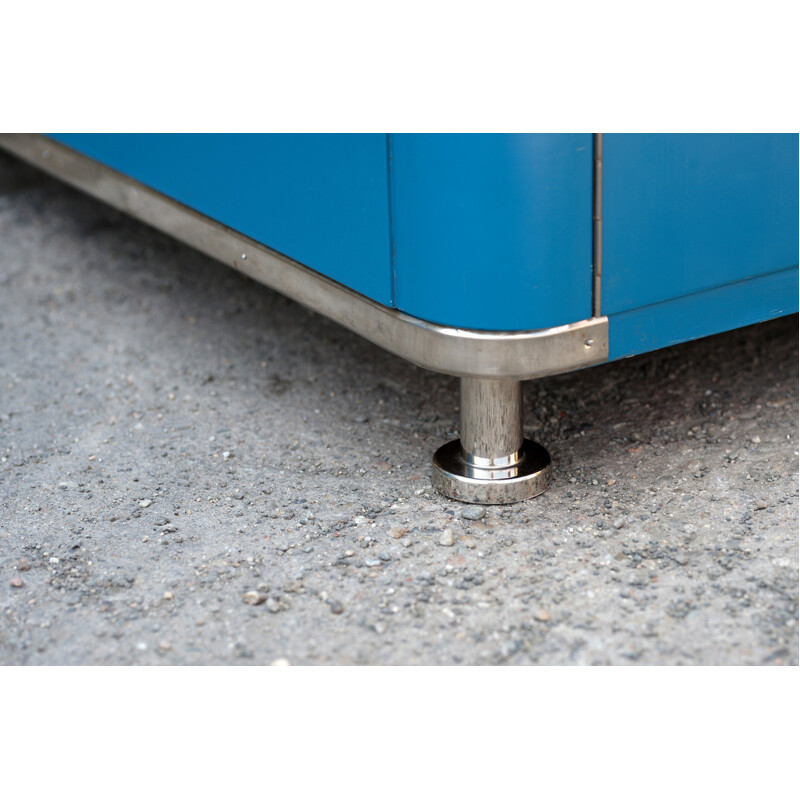 Industrial blue Czech sideboard - 1930s