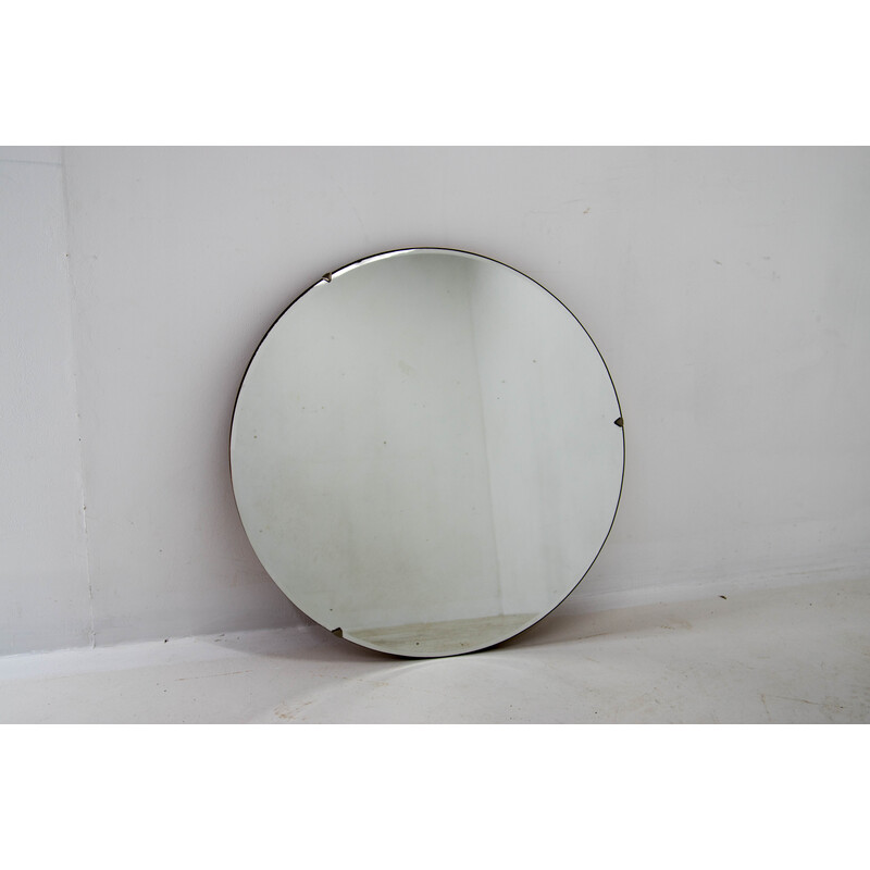 Mid-century 75cm round mirror, 1970s