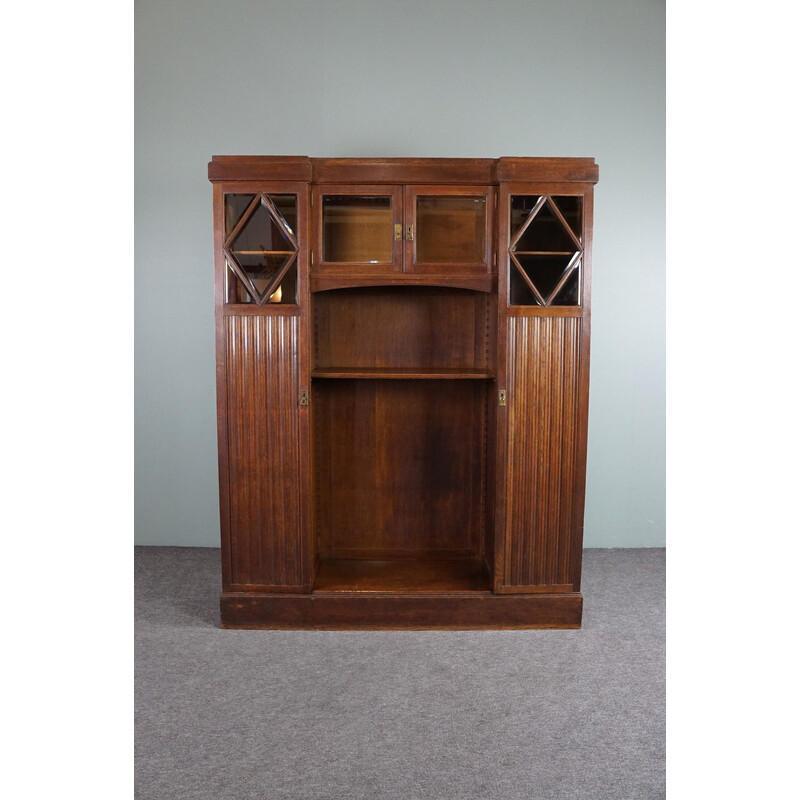 Art Deco vintage cabinet with cut glass, Belgium