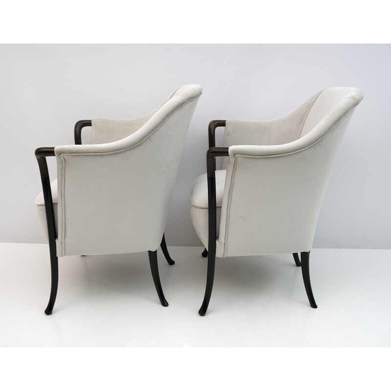 Paar italienische Samt-Sessel "Progetti" von Giorgetti, 1980er Jahre