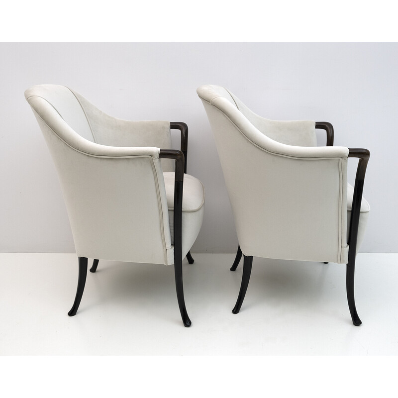 Pair of vintage Giorgetti Italian velvet armchairs "Progetti", 1980s