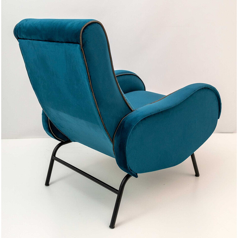 Paire de fauteuils inclinables italiens vintage en velours par Marco Zanuso, 1950