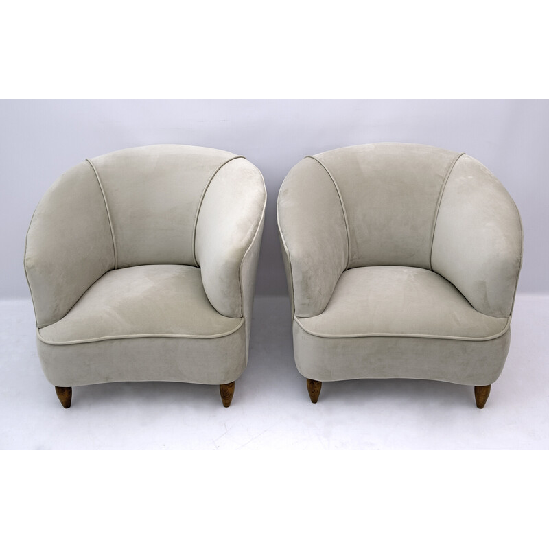 Pair of mid-century velvet armchairs "Casa E Giardino" by Gio Ponti, 1936s