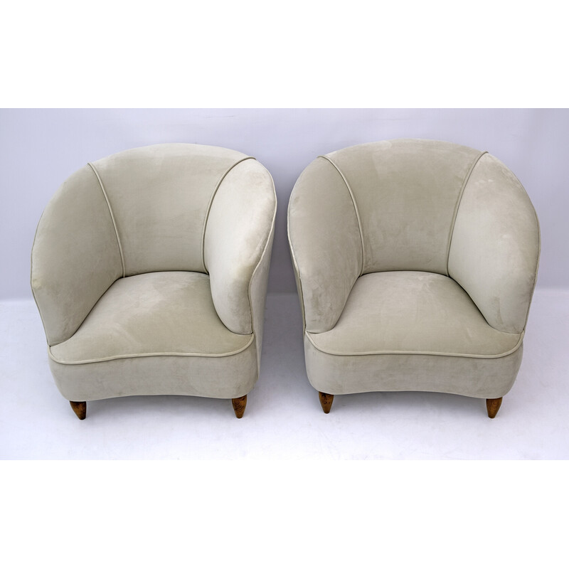 Pair of mid-century velvet armchairs "Casa E Giardino" by Gio Ponti, 1936s