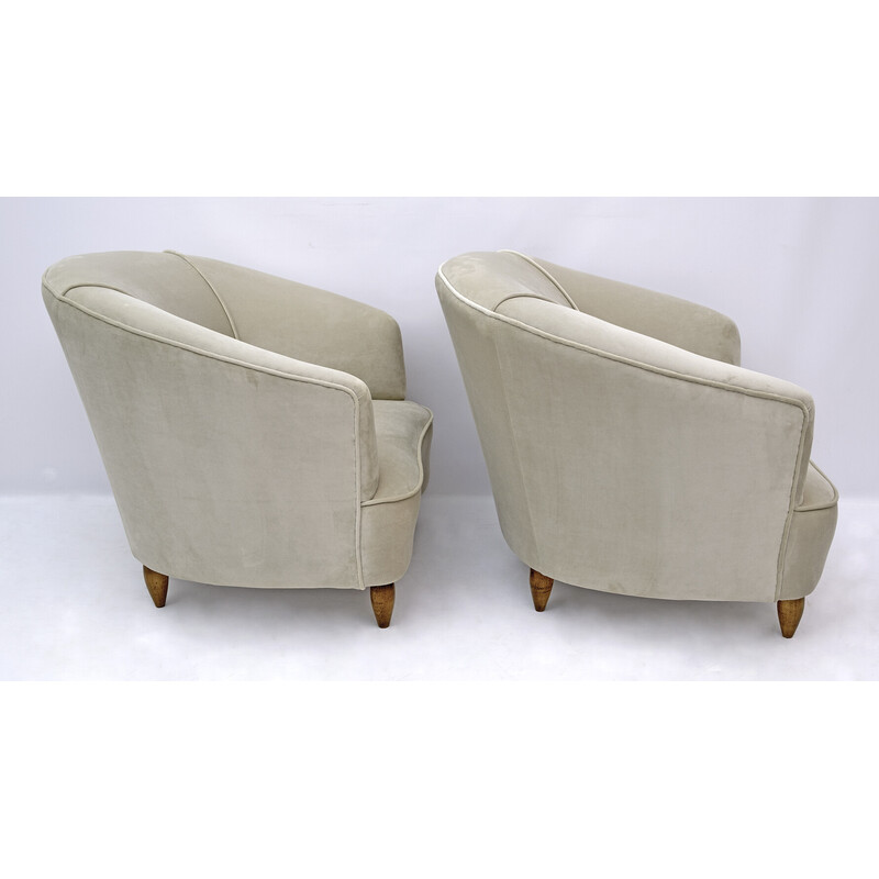 Pair of mid-century velvet armchairs "Casa E Giardino" by Gio Ponti, 1936s