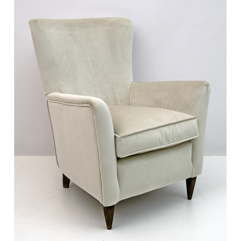 Pair of mid-century Italian velvet armchairs by Gio Ponti for Isa, 1950s