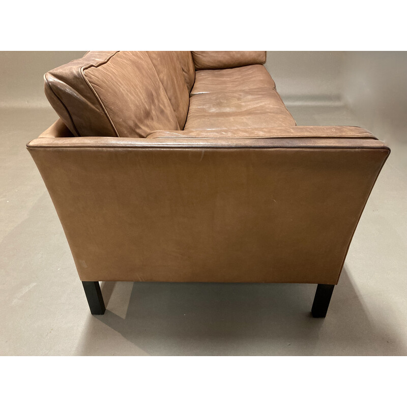 Divano scandinavo vintage a 3 posti in pelle, 1960