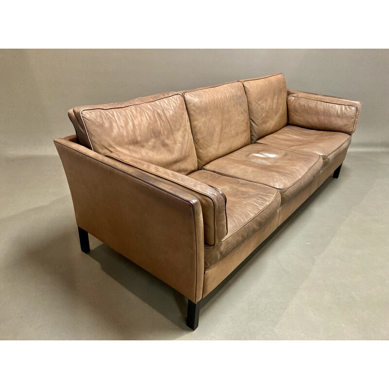 Skandinavisches Vintage 3-Sitzer Ledersofa, 1960