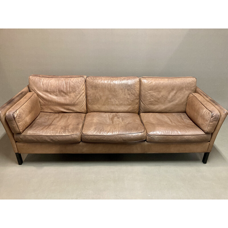 Scandinavian vintage 3 seater leather sofa, 1960