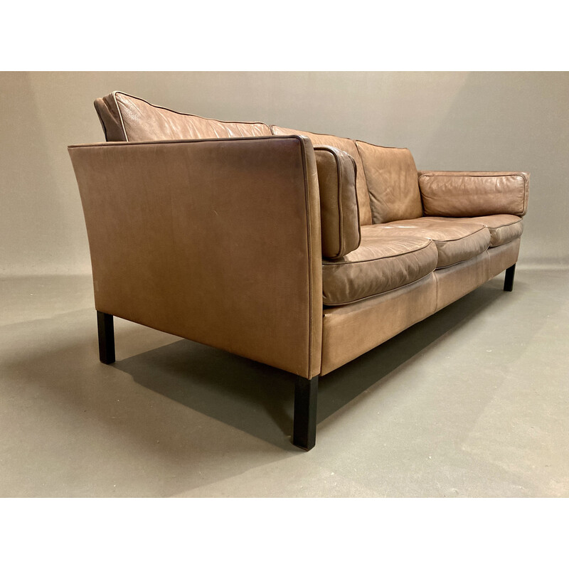 Canapé scandinave vintage 3 places en cuir, 1960