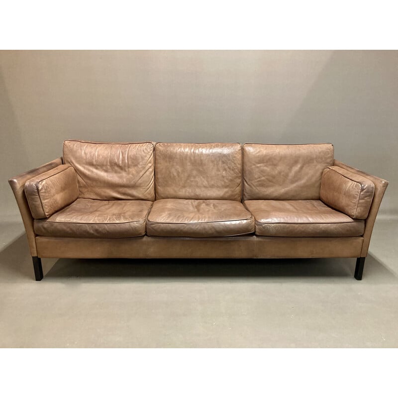 Scandinavian vintage 3 seater leather sofa, 1960