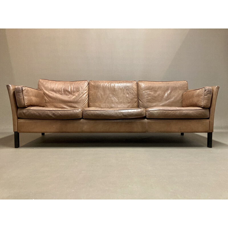 Scandinavian vintage 3 seater leather sofa, 1960