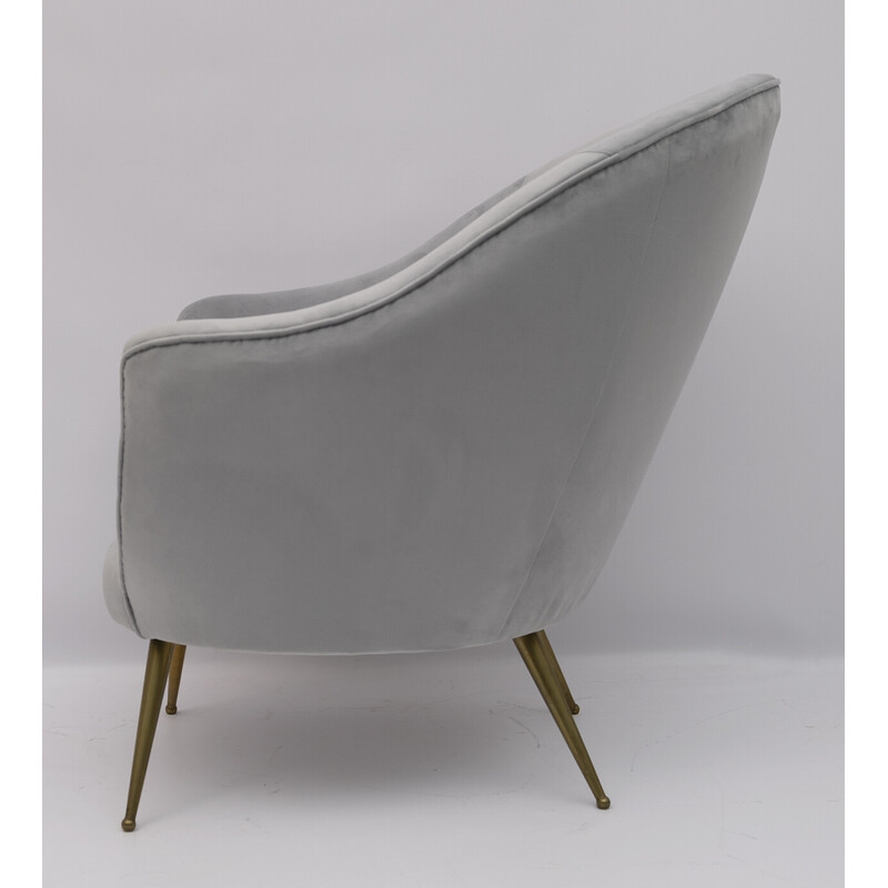Pareja de sillones italianos de terciopelo de mediados de siglo, Federico Munari, años 50