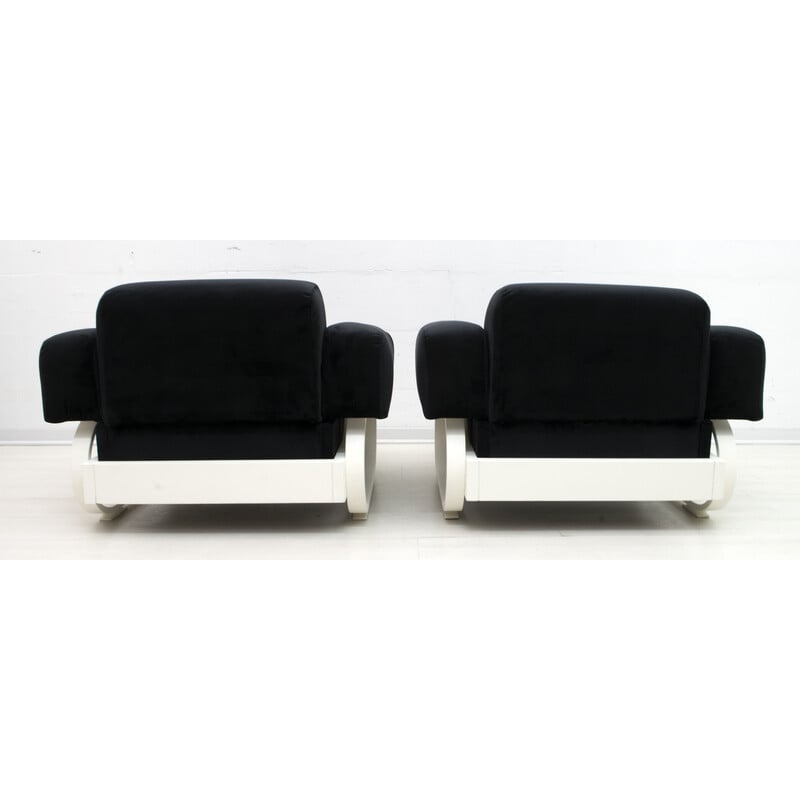Pair of mid-century Italian velvet armchairs, 1960s