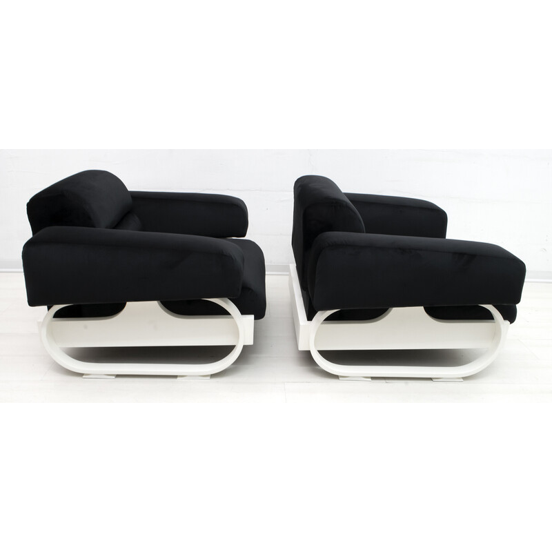 Pair of mid-century Italian velvet armchairs, 1960s