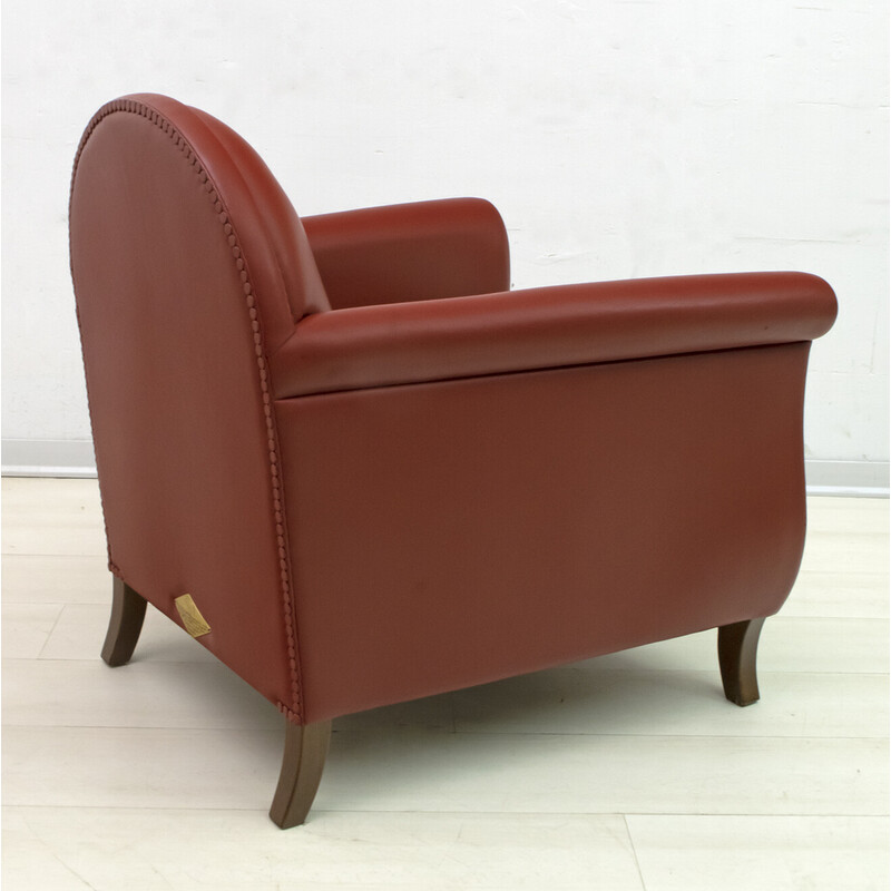 Pair of vintage Renzo Frau Italian leather armchairs "Lyra" by Poltrona Frau
