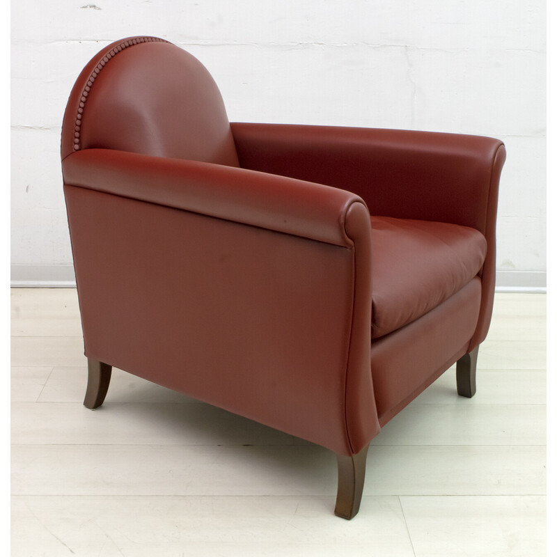 Paire de fauteuils italien vintage Renzo Frau "Lyra" en cuir de Poltrona Frau
