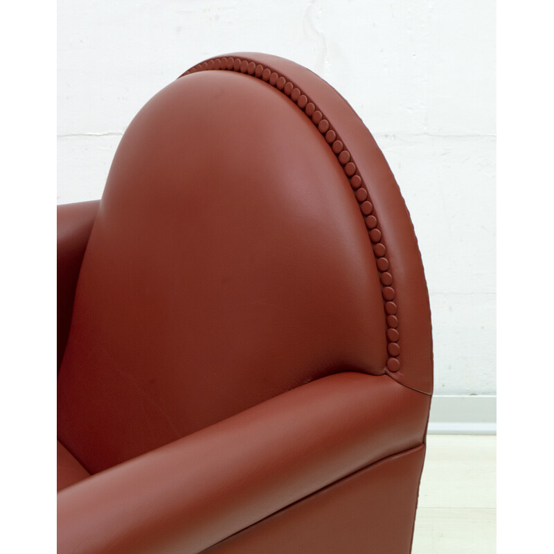 Paire de fauteuils italien vintage Renzo Frau "Lyra" en cuir de Poltrona Frau