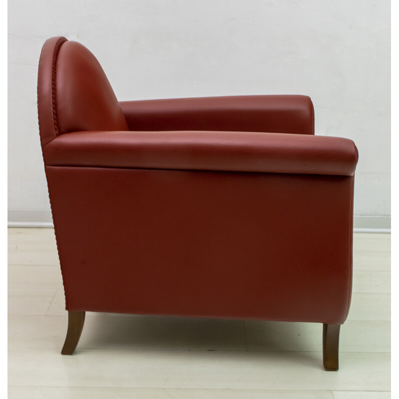 Paar vintage Renzo Frau Italiaanse lederen fauteuils "Lyra" van Poltrona Frau