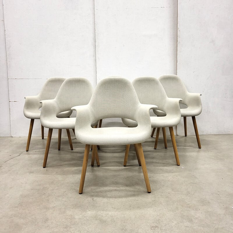 Set van 6 vintage Vitra Organic stoelen van Charles Eames en Eero Saarinen