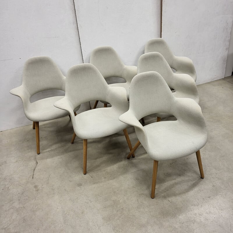 Set van 6 vintage Vitra Organic stoelen van Charles Eames en Eero Saarinen