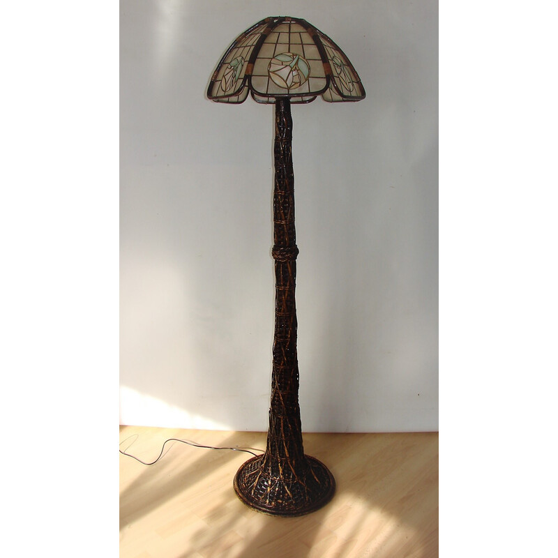 Vintage floor lamp in rattan, 1950s