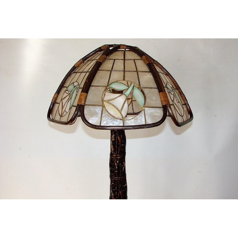 Vintage Stehlampe aus Rattan, 1950er Jahre