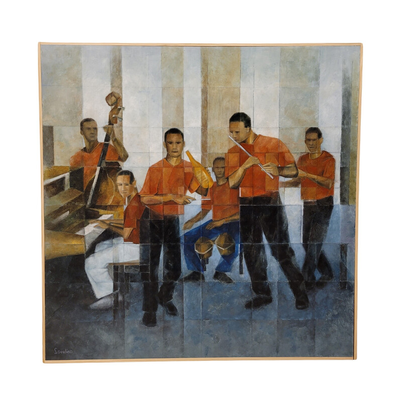 Vintage oil on panel “Al son” by Julio Sendino, 2021