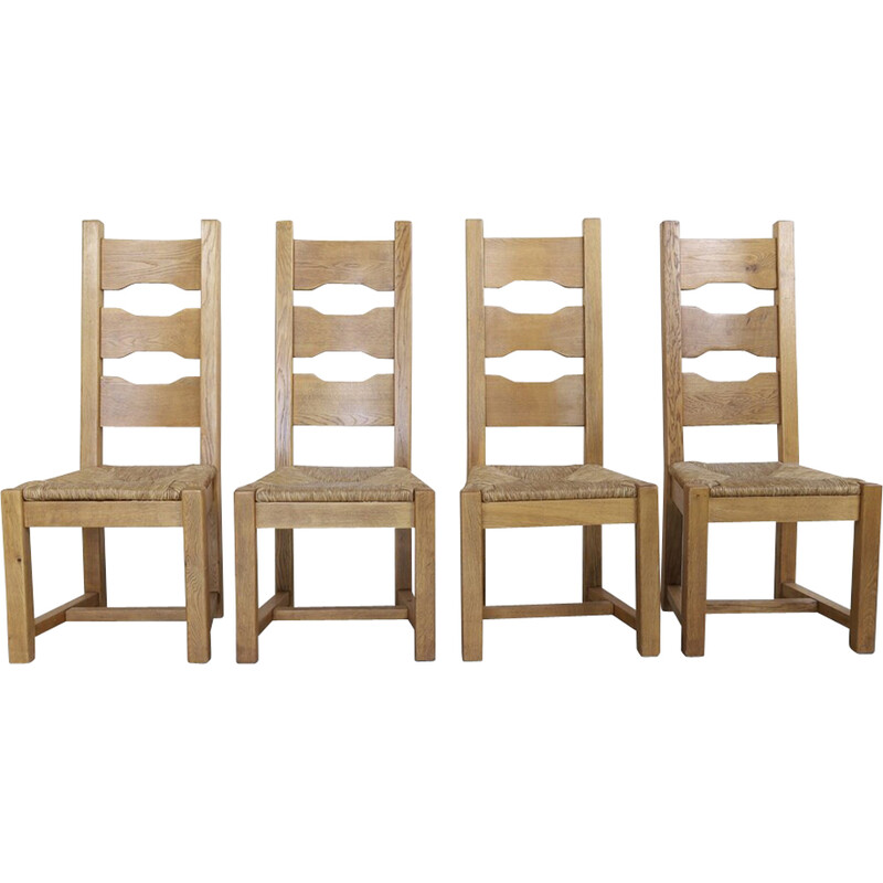 Set of 4 vintage Brutalist dining chairs, 1970s